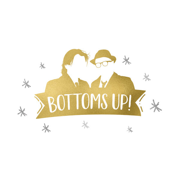 Gold Frankenstein and Grrr - Rik Mayall and Adrian Edmondson - British Comedy Classic - Bottom - Alternative Christmas Card (125mm Square)