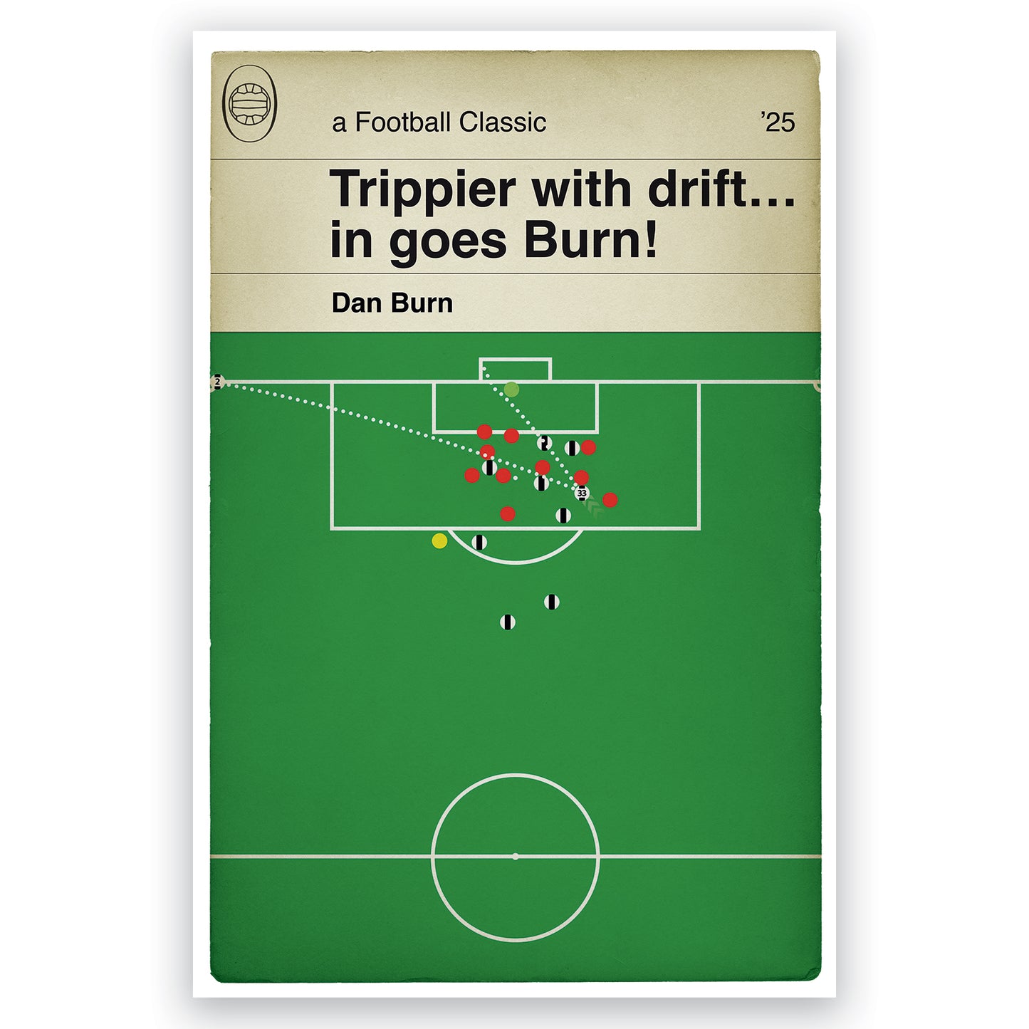 Newcastle United Goal - Dan Burn Header - Newcastle 2 Liverpool 1 - League Cup Final 2025 - Football Book Cover Poster (Various Sizes)