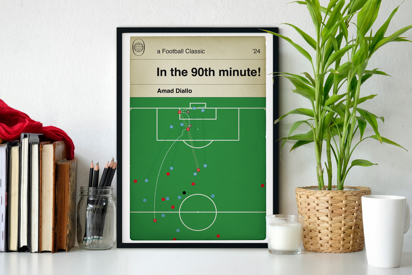 Manchester City 1 Manchester United 2 - Amad Diallo 90th Minute Winner - Premier League 2024 - Football Book Cover Goal Art (Various Sizes)