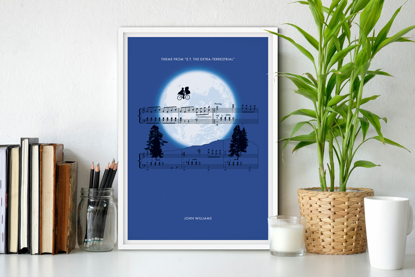 Theme from E.T. The Extra-Terrestrial by John Williams - Moon Version - ET Sheet Music Poster - Movie Classics Print - Soundtrack Poster (Various Sizes)