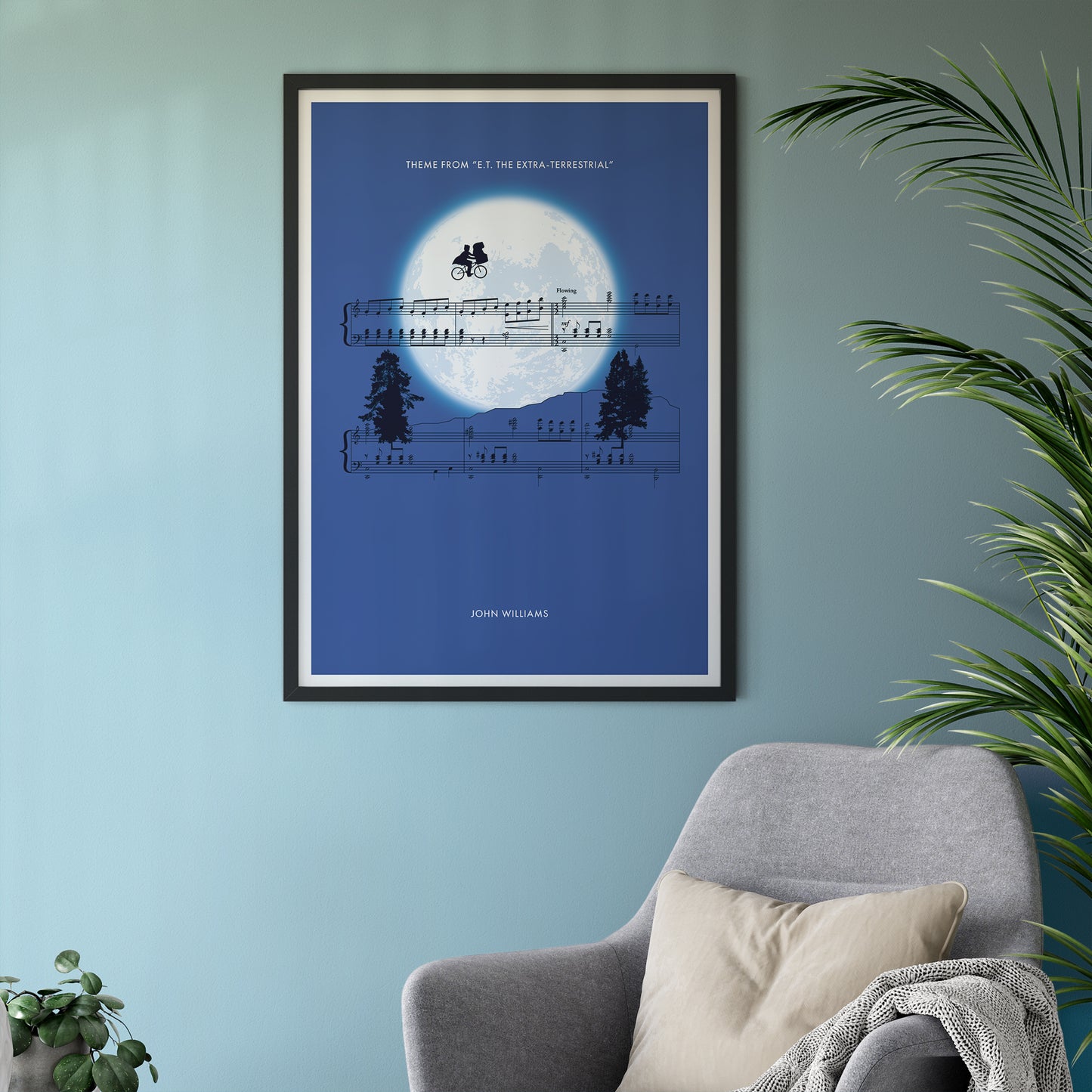 Theme from E.T. The Extra-Terrestrial by John Williams - Moon Version - ET Sheet Music Poster - Movie Classics Print - Soundtrack Poster (Various Sizes)