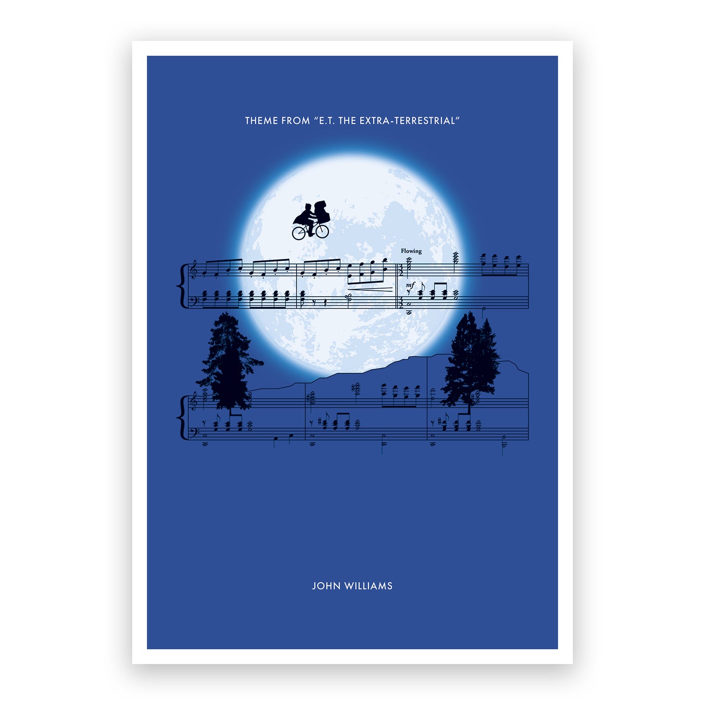 Theme from E.T. The Extra-Terrestrial by John Williams - Moon Version - ET Sheet Music Poster - Movie Classics Print - Soundtrack Poster (Various Sizes)
