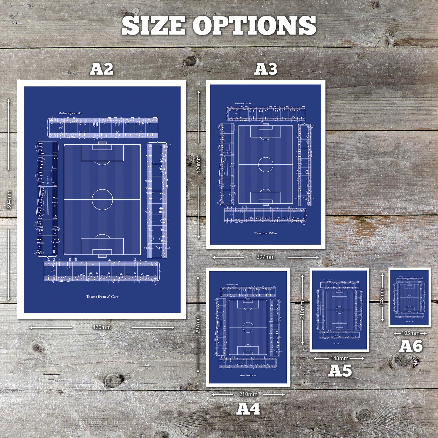 Club Anthems Collection - Theme from Z-Cars - Goodison Park walk out song - Gift for Everton Fan - Football Wall Decor (Various sizes)