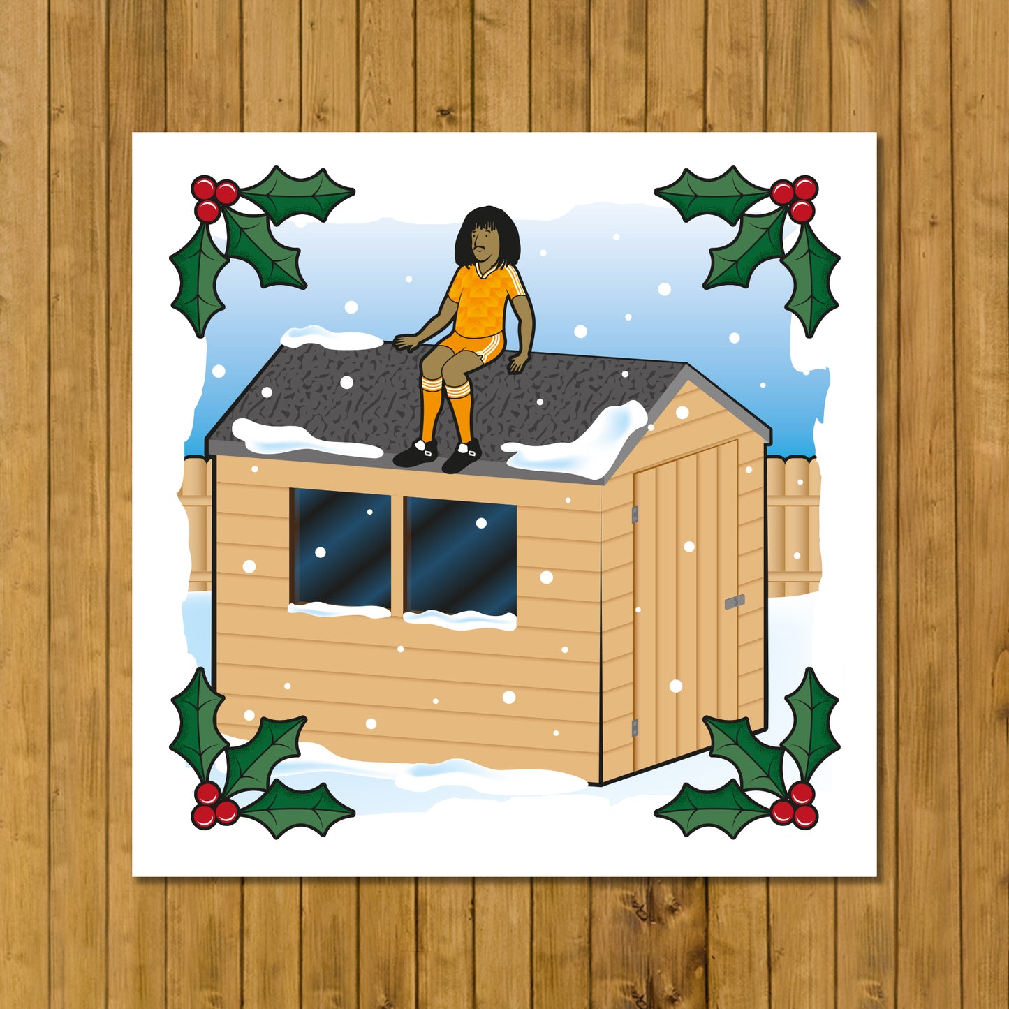 Father Ted Christmas Card - Ruud Gullit sitting on a shed - Father Dougal McGuire - Alternative Christmas Card (125mm Square)