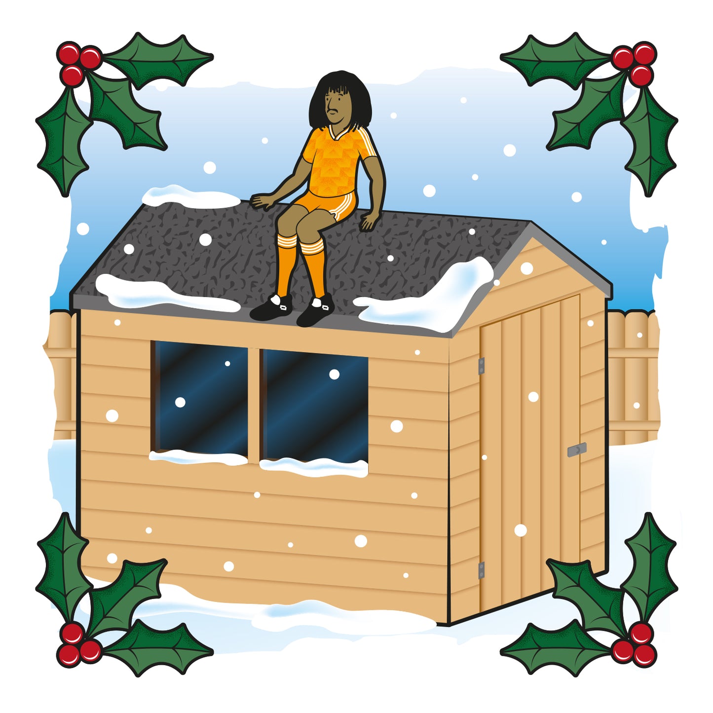 Father Ted Christmas Card - Ruud Gullit sitting on a shed - Father Dougal McGuire - Alternative Christmas Card (125mm Square)
