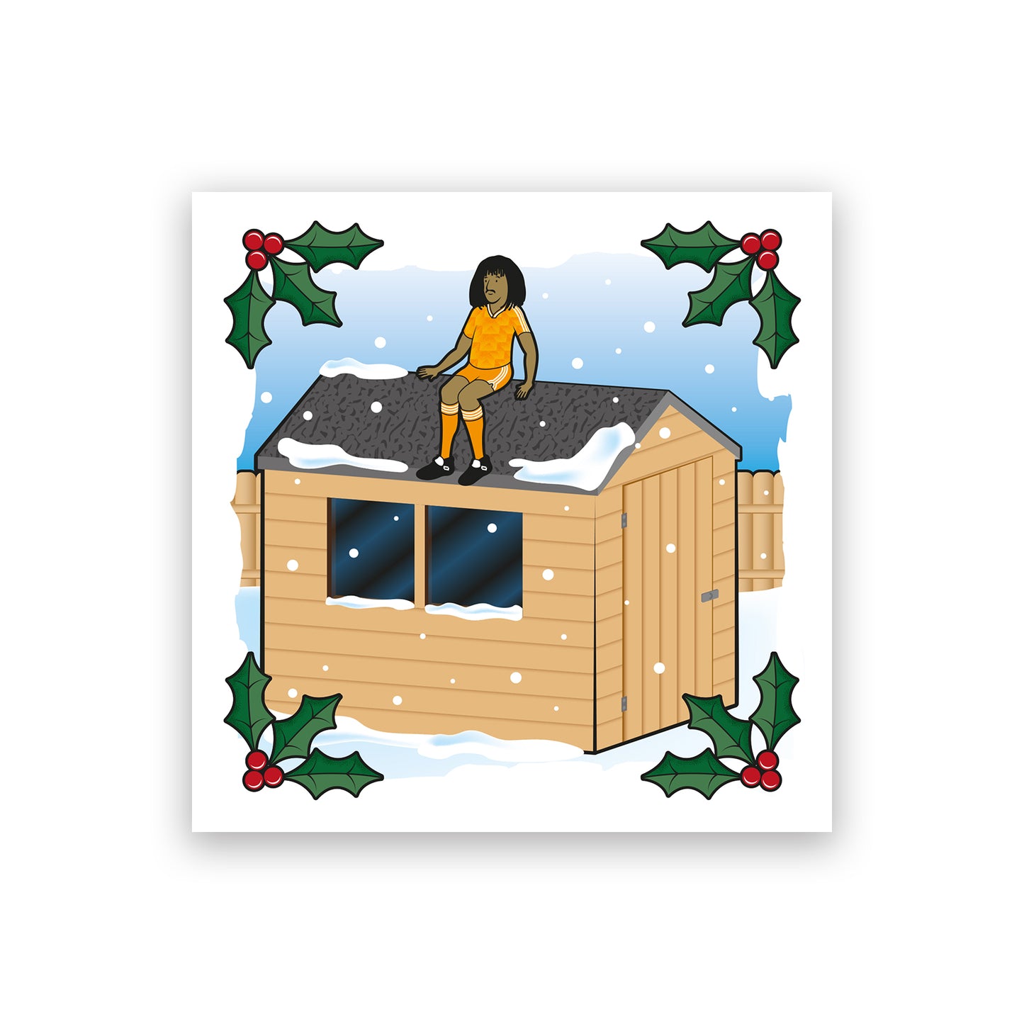 Father Ted Christmas Card - Ruud Gullit sitting on a shed - Father Dougal McGuire - Alternative Christmas Card (125mm Square)