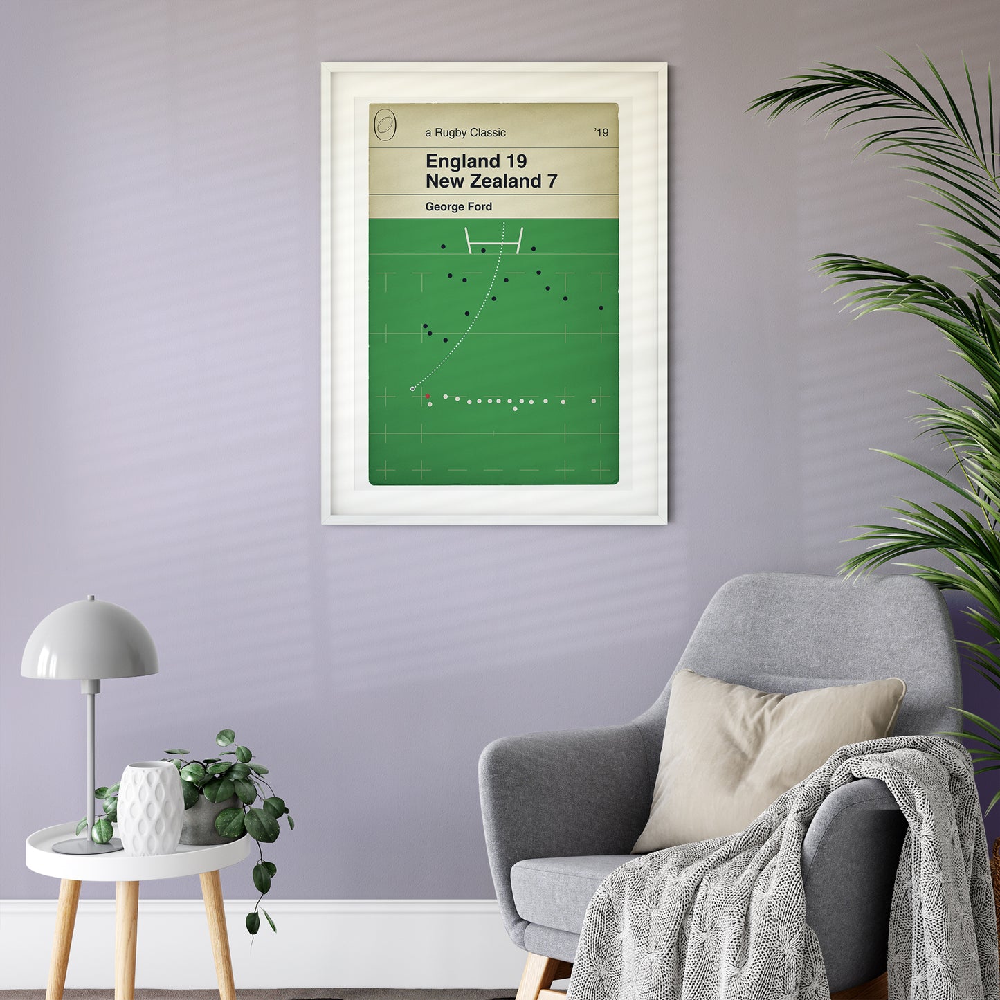 Rugby Gift for England Fan - George Ford Penalty - England 19 New Zealand 7 - World Cup Semi Final 2019 - Book Cover Print (Various Sizes)