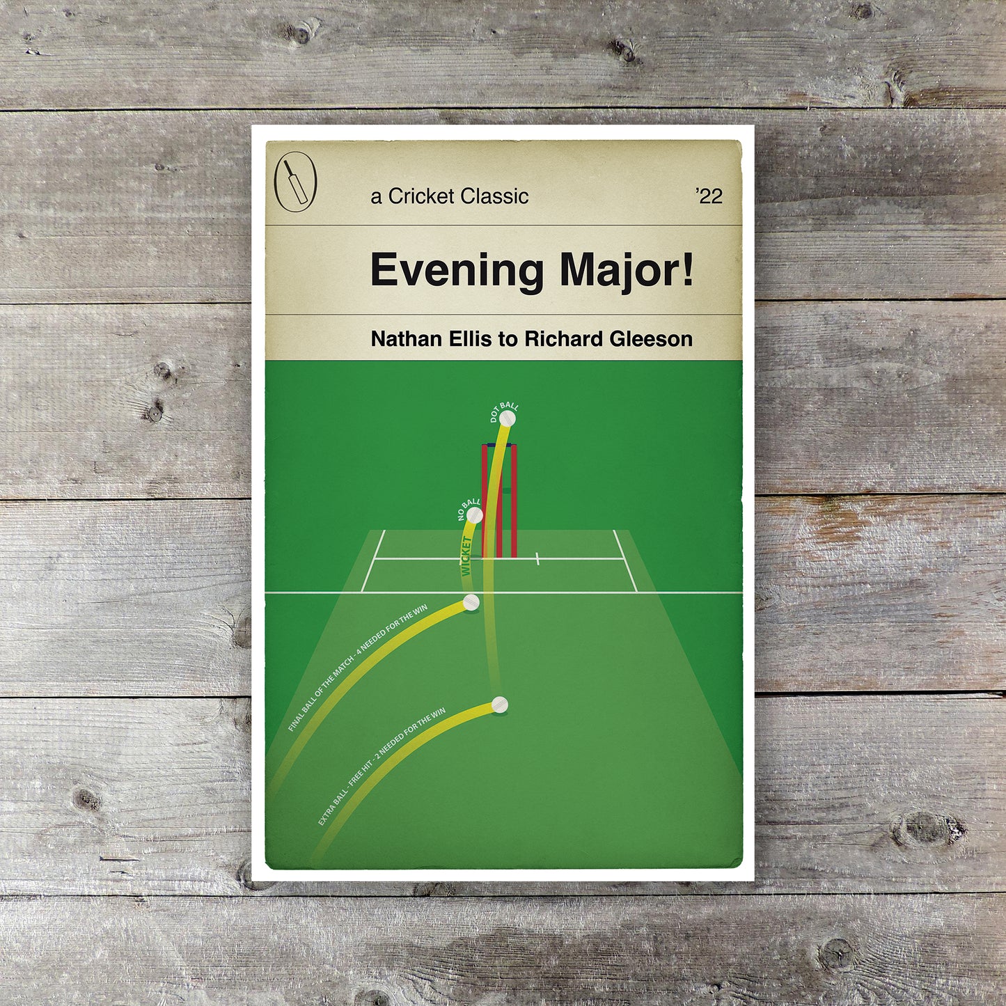 Hampshire Hawks Win - Double Final Ball - Nathan Ellis to Richard Gleeson - Hants v Lancs - T20 Blast Final 2022 - Poster (Various Sizes)