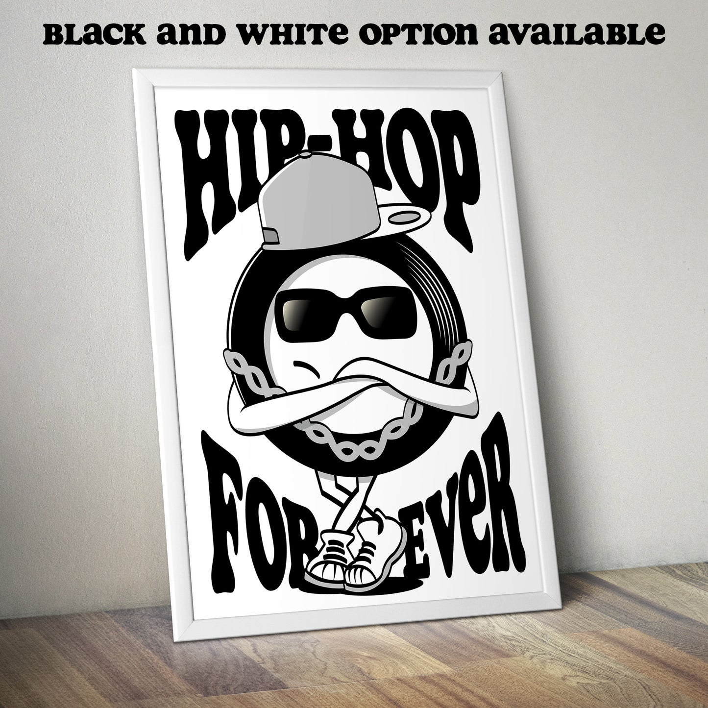 Hip Hop Forever - Vinyl Illustration - Music Genre Cartoon - Music Lover Gift - Vinyl Record Poster - Classic Urban Art (Various Sizes)