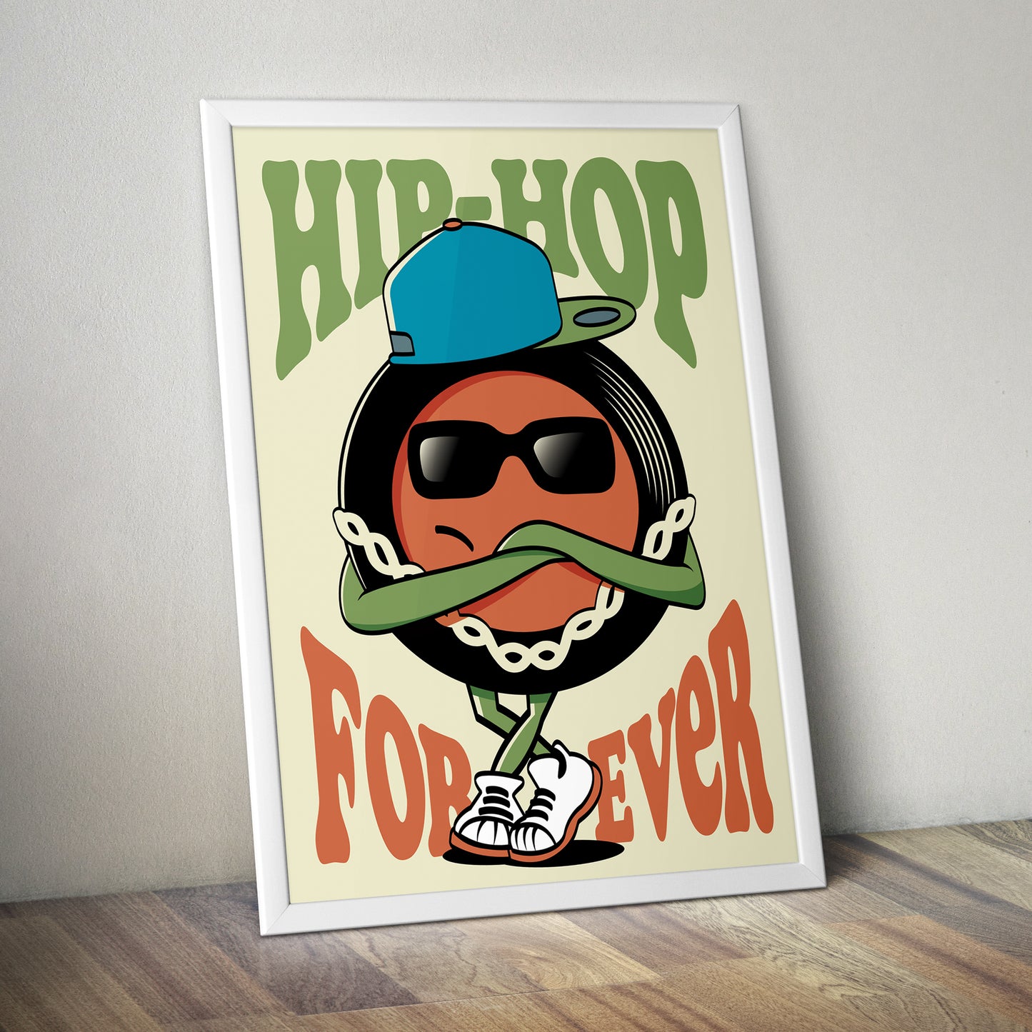 Hip Hop Forever - Vinyl Illustration - Music Genre Cartoon - Music Lover Gift - Vinyl Record Poster - Classic Urban Art (Various Sizes)