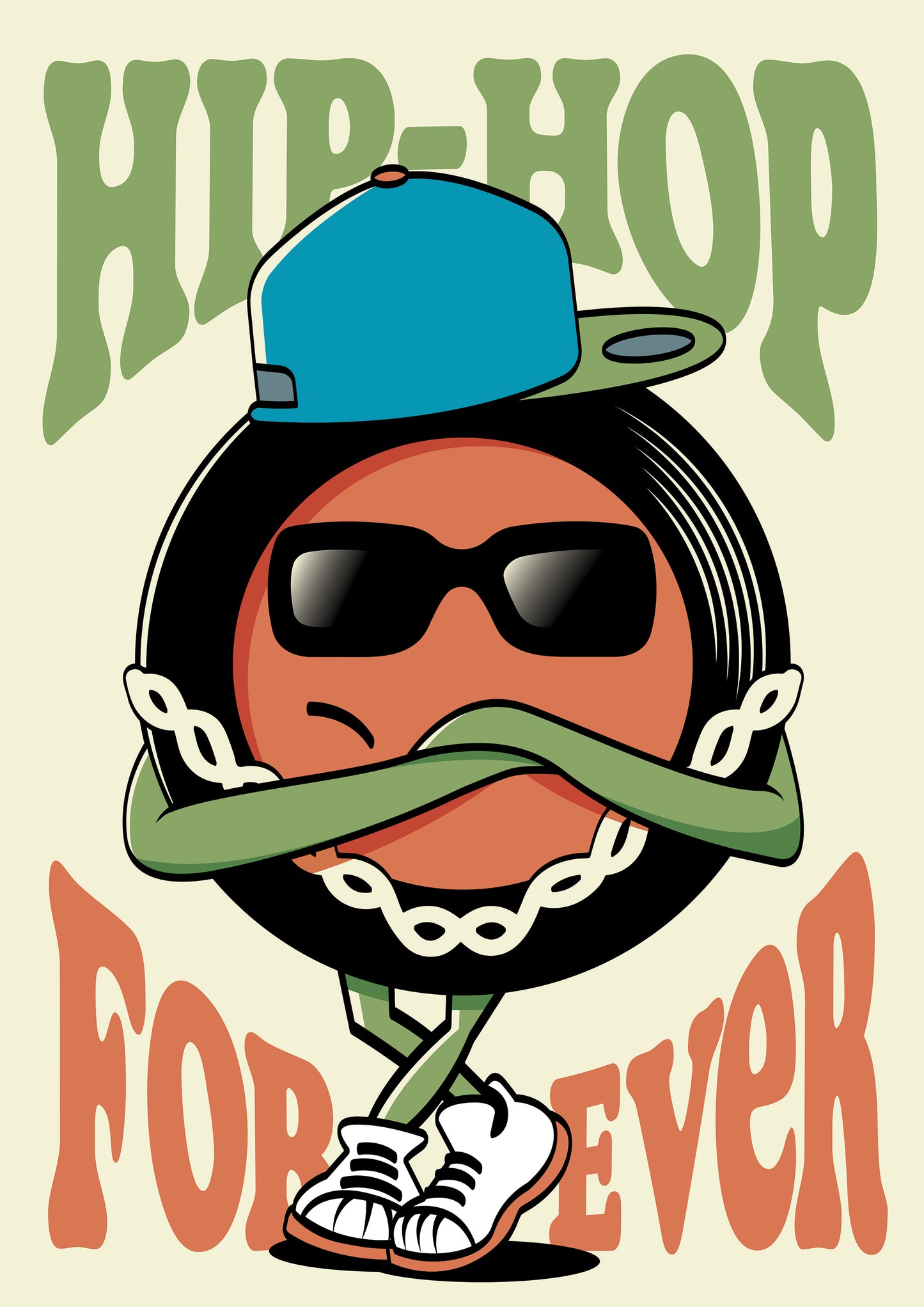 Hip Hop Forever - Vinyl Illustration - Music Genre Cartoon - Music Lover Gift - Vinyl Record Poster - Classic Urban Art (Various Sizes)