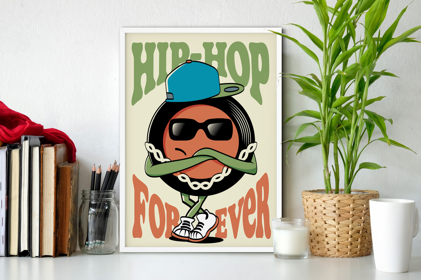 Hip Hop Forever - Vinyl Illustration - Music Genre Cartoon - Music Lover Gift - Vinyl Record Poster - Classic Urban Art (Various Sizes)