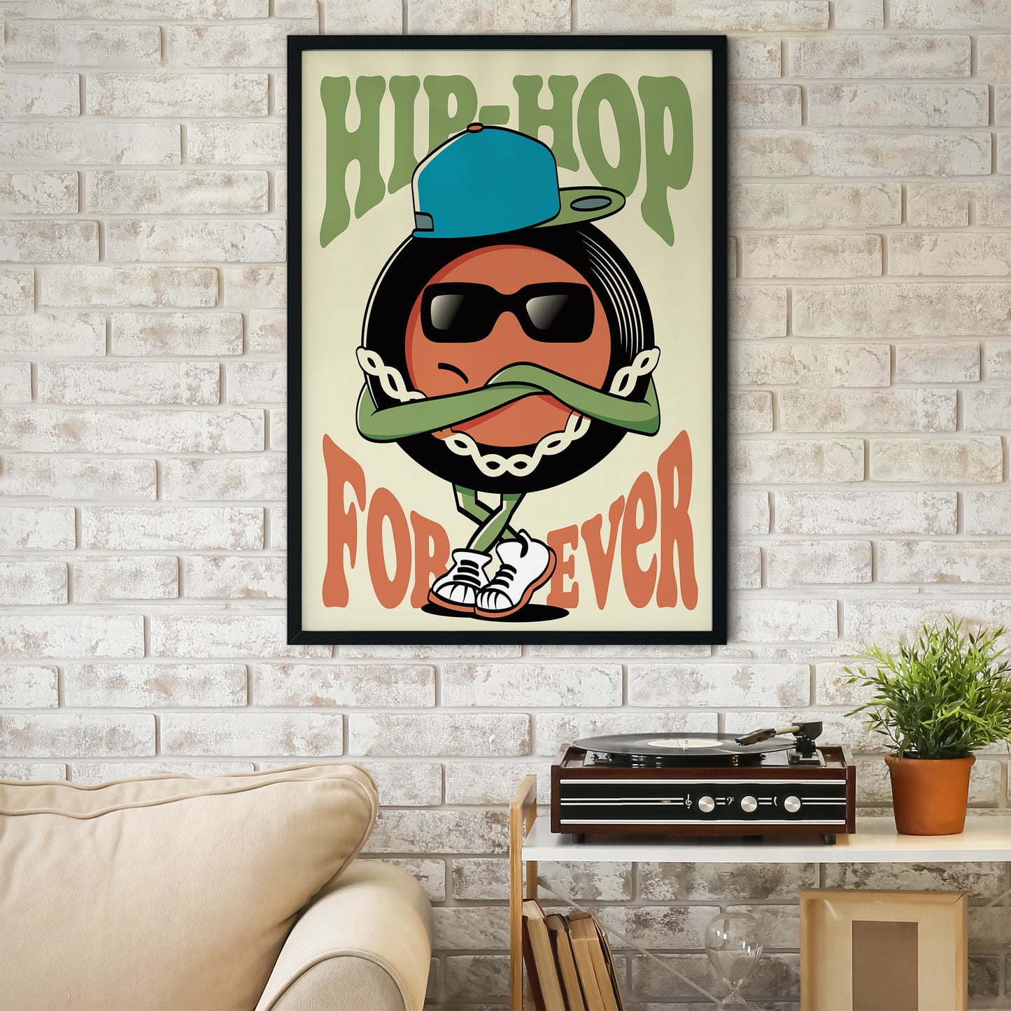Hip Hop Forever - Vinyl Illustration - Music Genre Cartoon - Music Lover Gift - Vinyl Record Poster - Classic Urban Art (Various Sizes)