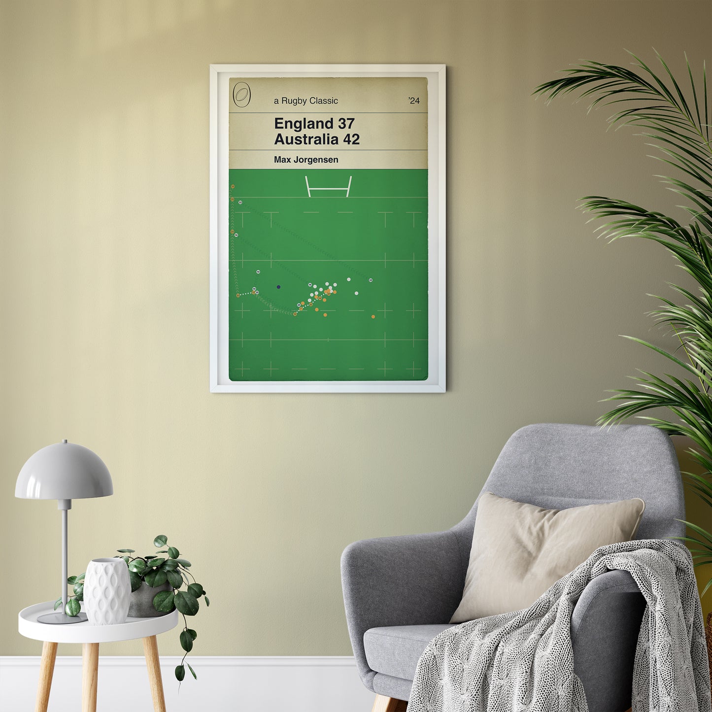 Australia Winning Try - Max Jorgensen - England 37 Australia 42 - Autumn International 2024 - Book Cover Print - Rugby Decor (Various Sizes)