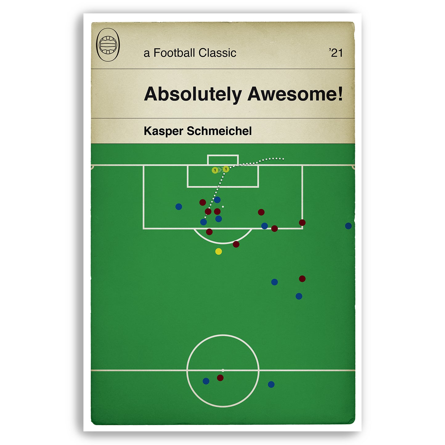 Kasper Schmeichel Cup Final Save - Leicester City 1 Chelsea 0 - FA Cup Final 2021 - Classic Book Cover Poster (Various Sizes)