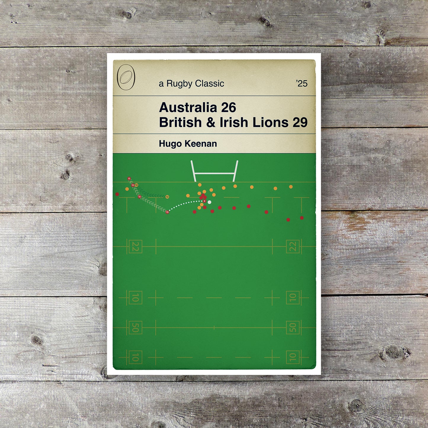 Australia 26 British & Irish Lions 29 - Hugo Keenan Try - 2nd Test 2025 - Rugby Gift for Lions fan (Various Sizes)
