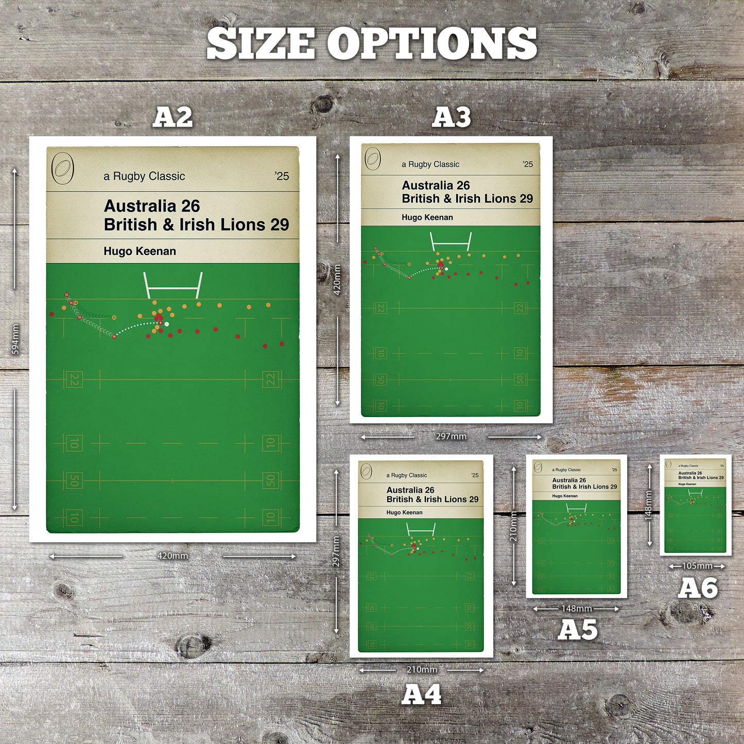 Australia 26 British & Irish Lions 29 - Hugo Keenan Try - 2nd Test 2025 - Rugby Gift for Lions fan (Various Sizes)