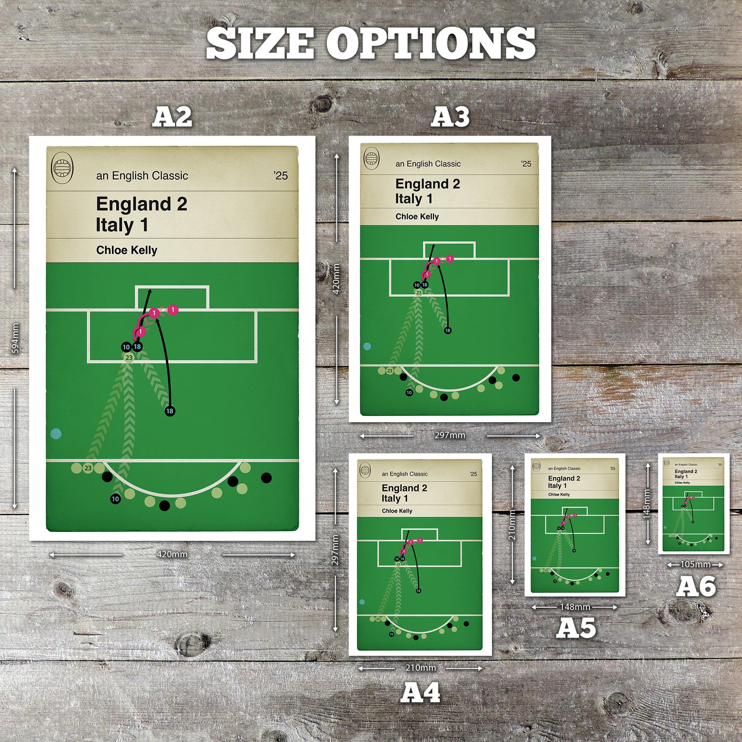Chloe Kelly Winning Goal - England 2 Italy 1 - Euro 2025 Semi-Final - England Goal Book Art - Gift for Lionesses Fan (Various Sizes)