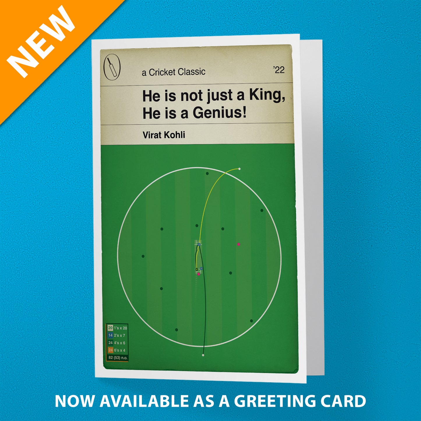Virat Kohli two sixes in a row - India v Pakistan - T20 World Cup 2022 - Kohli 82 Not Out - Cricket Book Cover Art Print (Various Sizes)