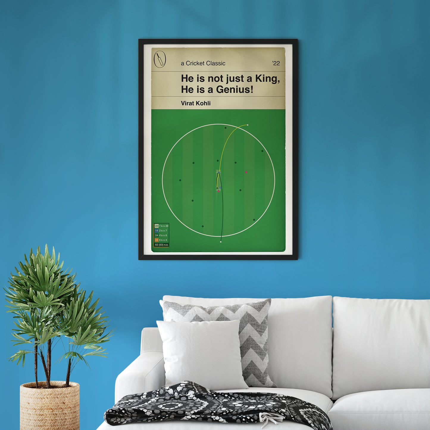 Virat Kohli two sixes in a row - India v Pakistan - T20 World Cup 2022 - Kohli 82 Not Out - Cricket Book Cover Art Print (Various Sizes)