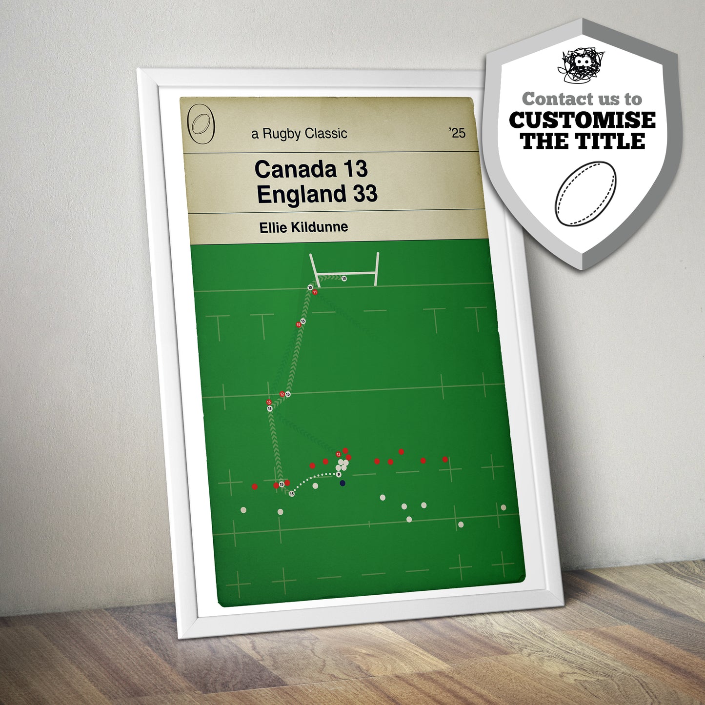 Ellie Kildunne Rugby Try Print: England vs Canada - World Cup Final 2025
