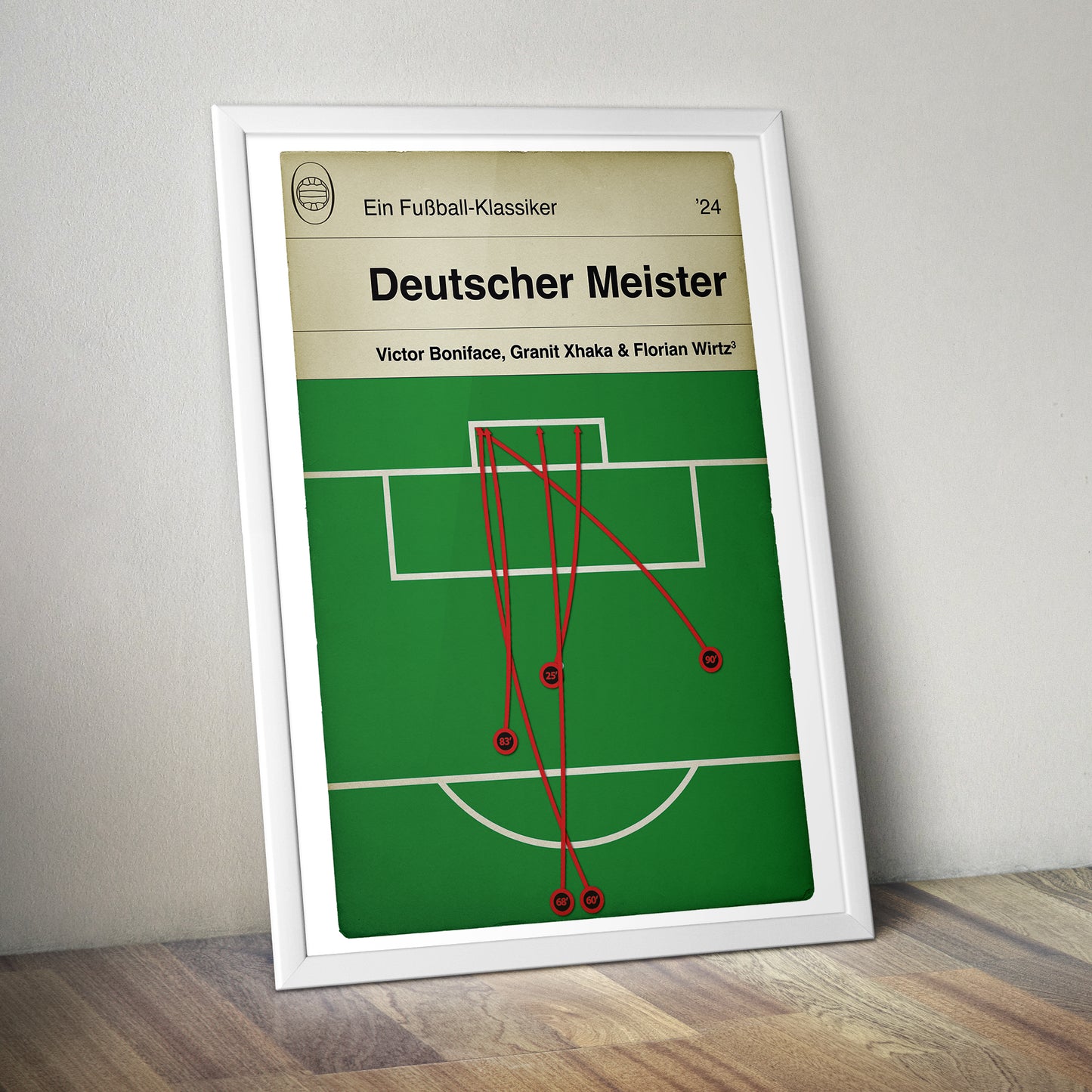 Bayer Leverkusen Goals - Deutscher Meister - Bundesliga Champions 2024 - Bayer Leverkusen 5 Werder Bremen 0 - All 5 goals - Football Book Cover Print - Various Sizes