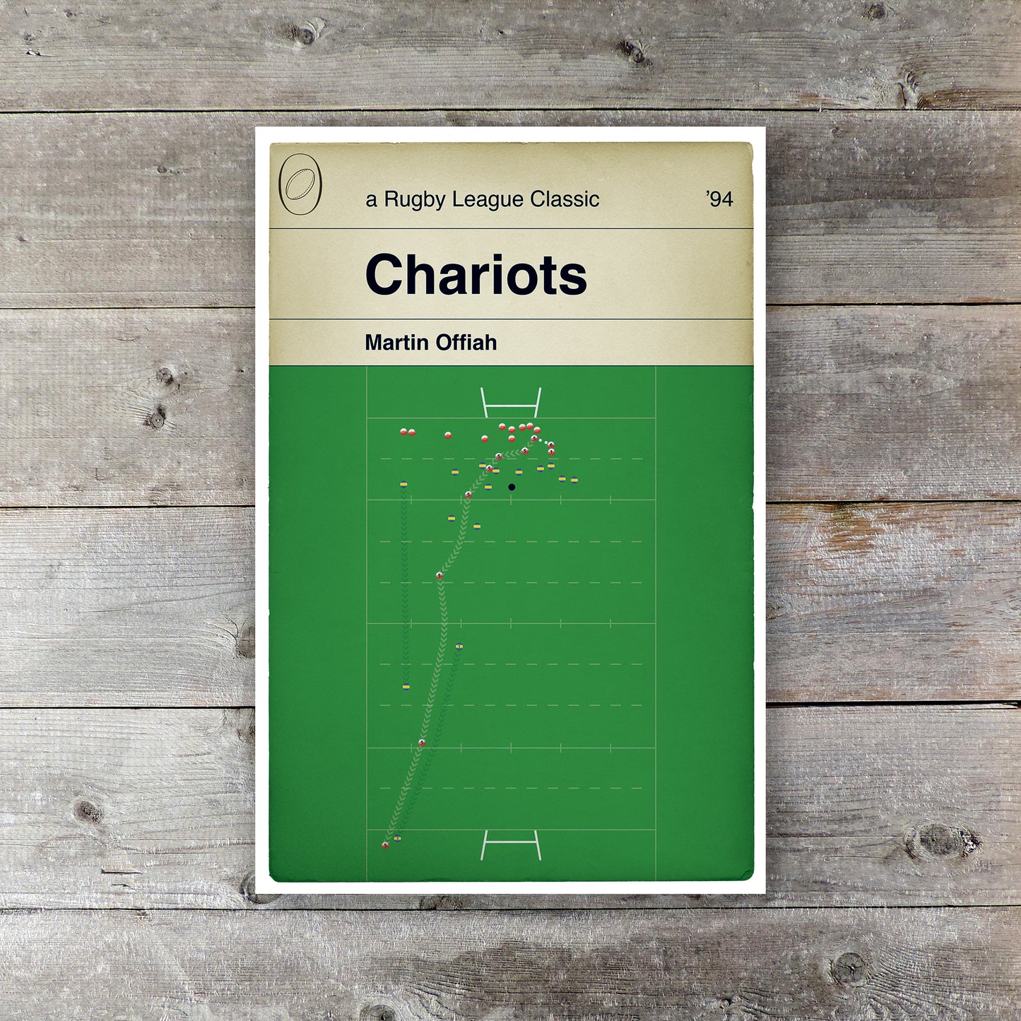 Martin Offiah Try - Chariots - Wigan 26 Leeds 16 - Challenge Cup Final 1994 - Rugby League Book Cover Print - Rugby Fan Gift (Various Sizes)