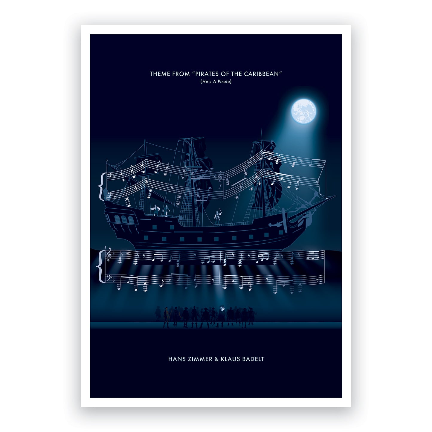 Theme from Pirates of the Caribbean - ‘He’s a Pirate’ by Hans Zimmer and Klaus Badelt - Movie Classics Sheet Music Art (Various Sizes)