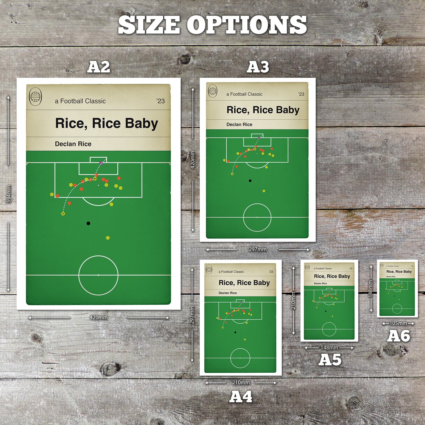 Declan Rice Late Winner v Luton Town in 2023 - Luton Town 3 Arsenal 4 - Rice Rice Baby - Book Cover Print - Football Gift (Various Sizes)