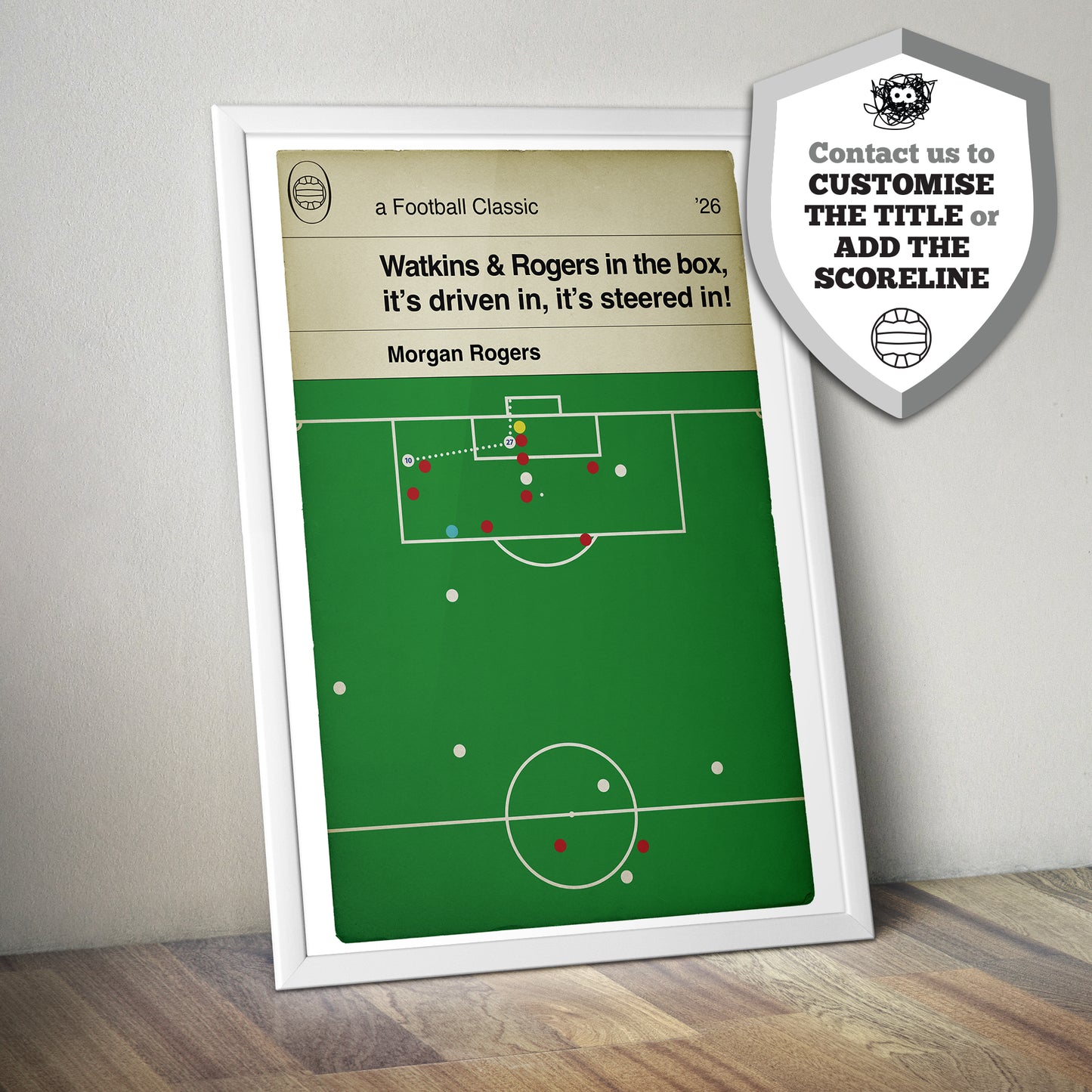 Morgan Rogers Goal Poster - Aston Villa Europa League Winners Print - Man Cave Decor