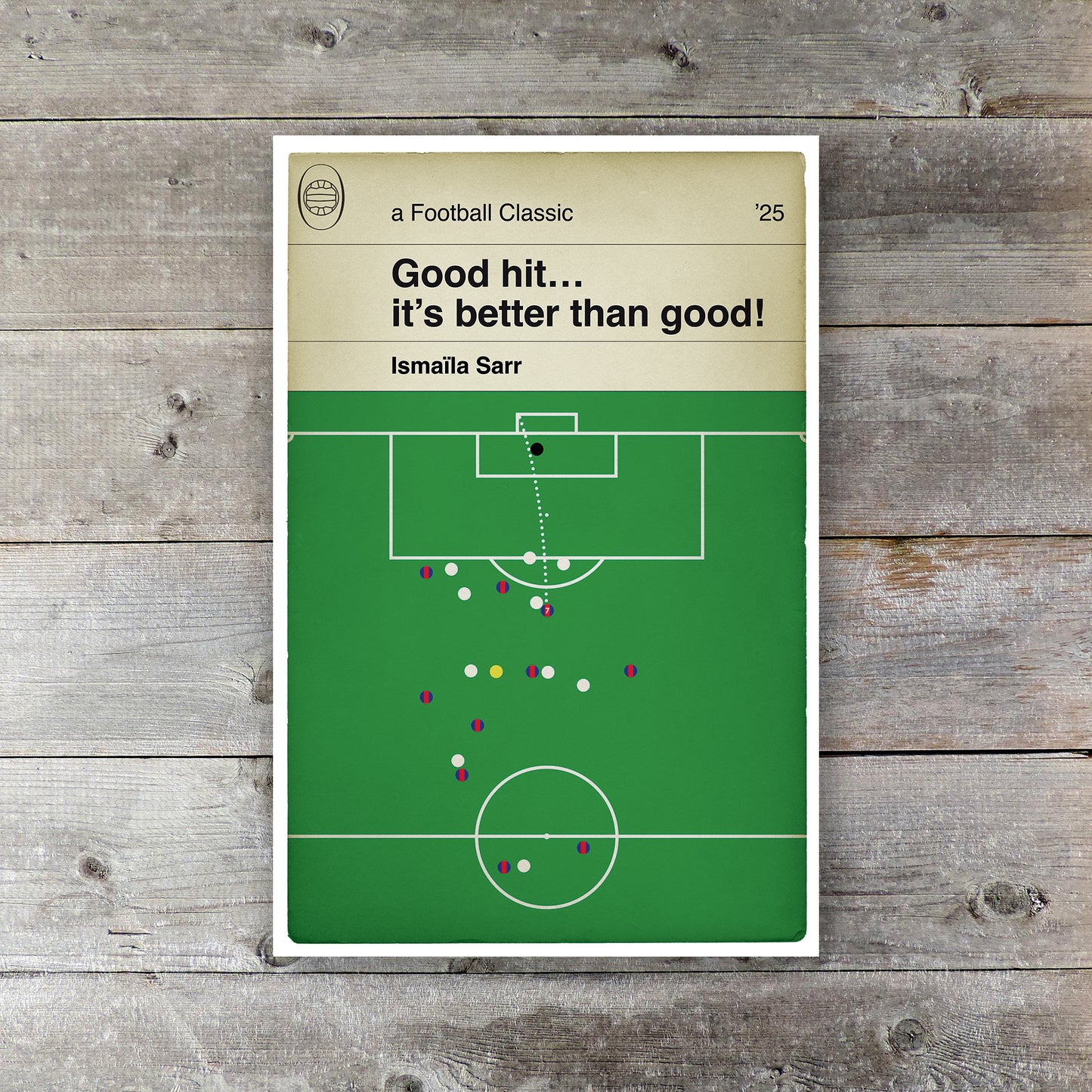 Crystal Palace 3 Aston Villa 0 - Ismaïla Sarr Goal - FA Cup Semi-Final 2025 - Classic Book Cover Print (Various Sizes)