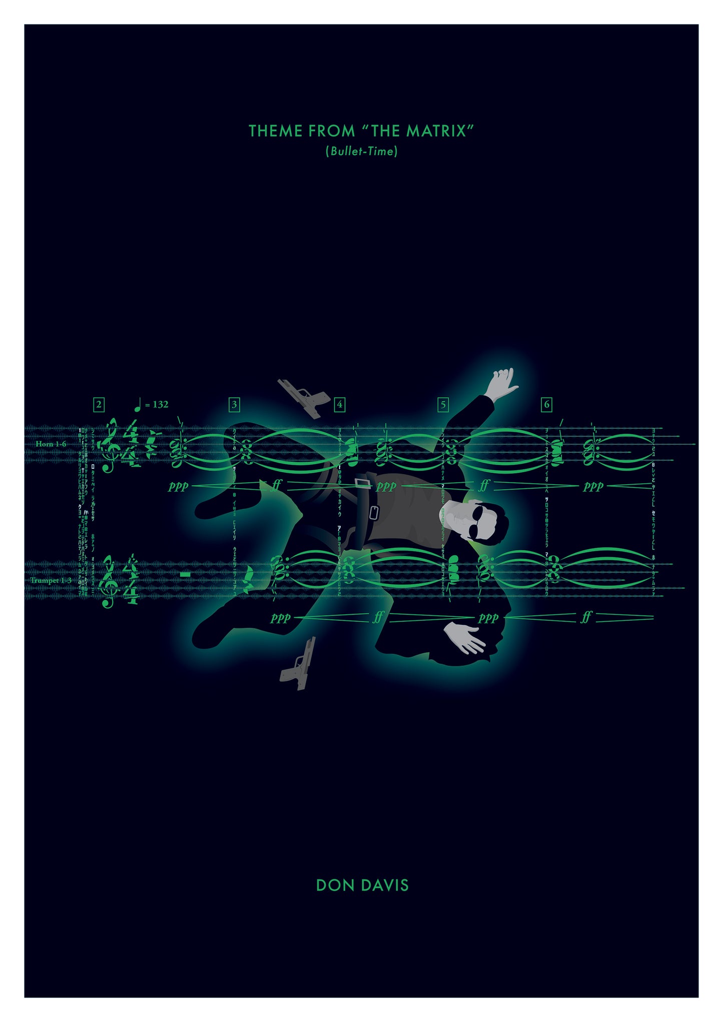 Theme from The Matrix - ‘Bullet-Time’ by Don Davis - Movie Classics Poster - Soundtrack Print - Sheet Music Art (Various Sizes)