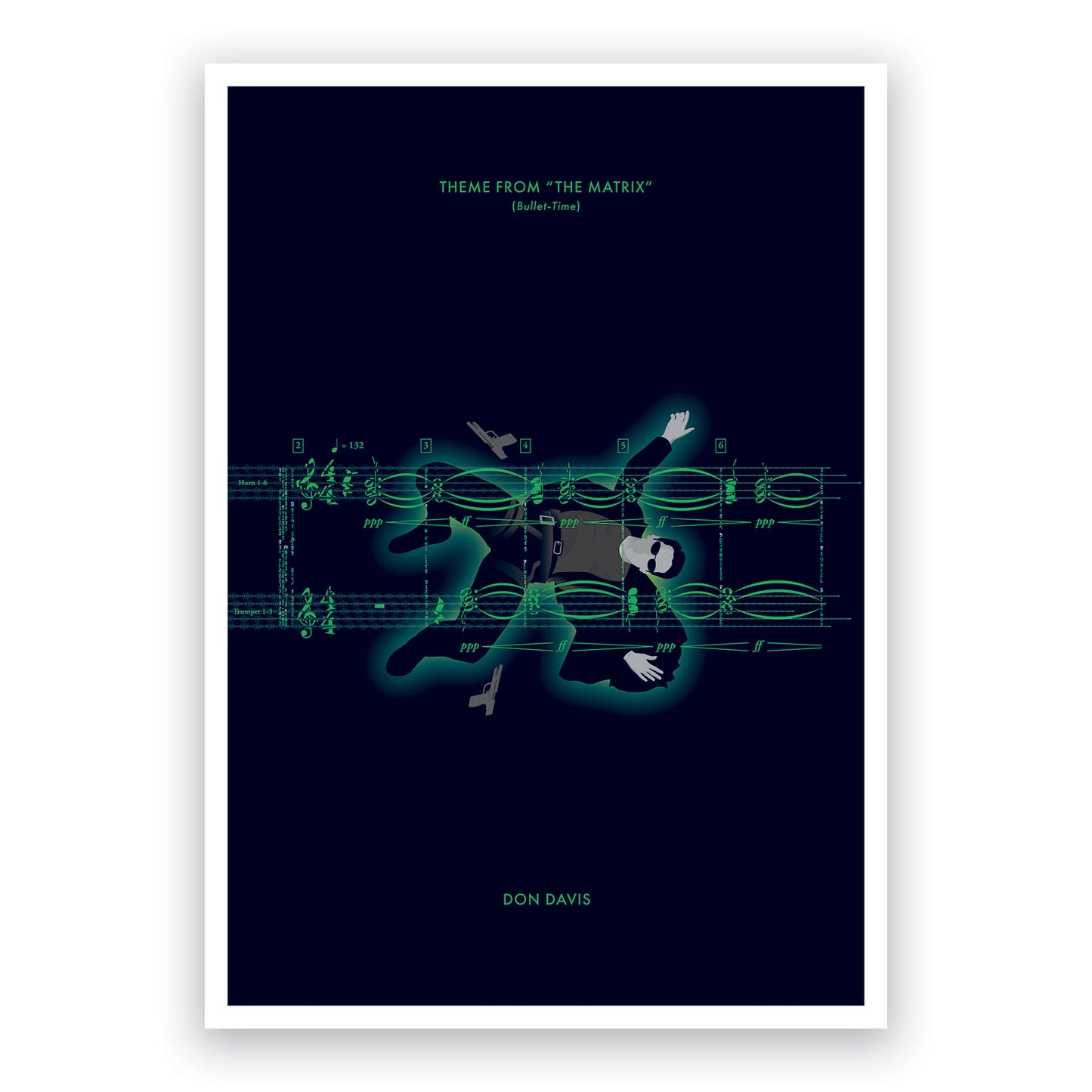 Theme from The Matrix - ‘Bullet-Time’ by Don Davis - Movie Classics Poster - Soundtrack Print - Sheet Music Art (Various Sizes)