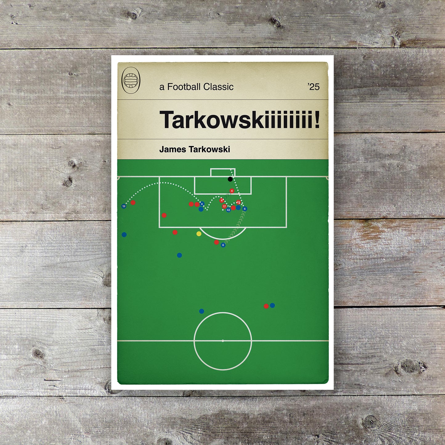 James Tarkowski Goal - Everton 2 Liverpool 2 - Final Merseyside Derby at Goodison Park - Football Book Cover Print (Various sizes)