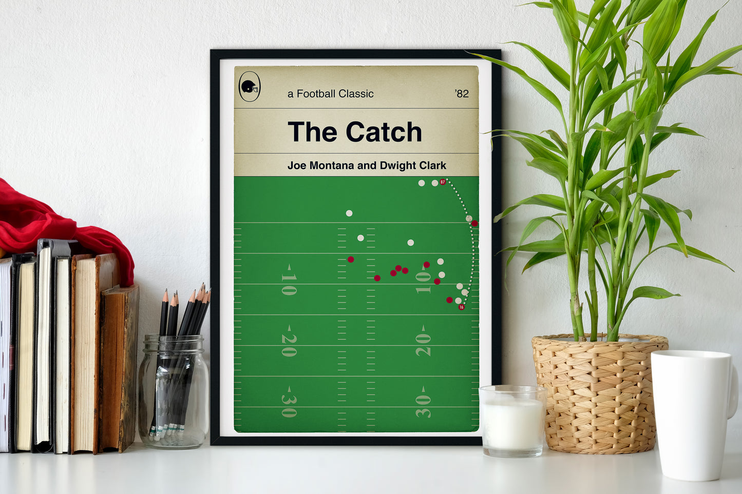 The Catch - Joe Montana / Dwight Clark - 49ers NFC Championship Game 1982 - American Football Print - Book Cover Poster - Various Sizes