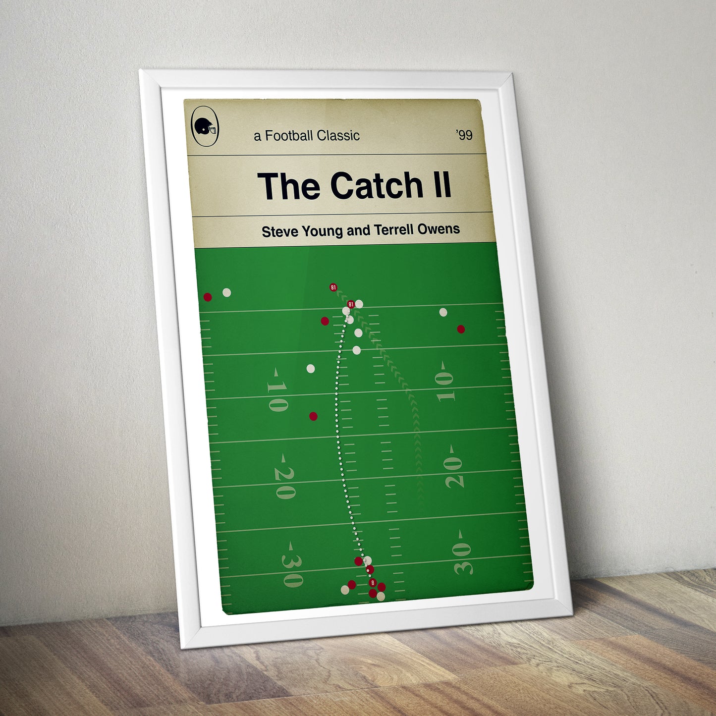 The Catch II - Steve Young / Terrell Owens - 49ers Wild Card Playoff Game 1999 - American Football Print - Book Cover Poster - Various Sizes