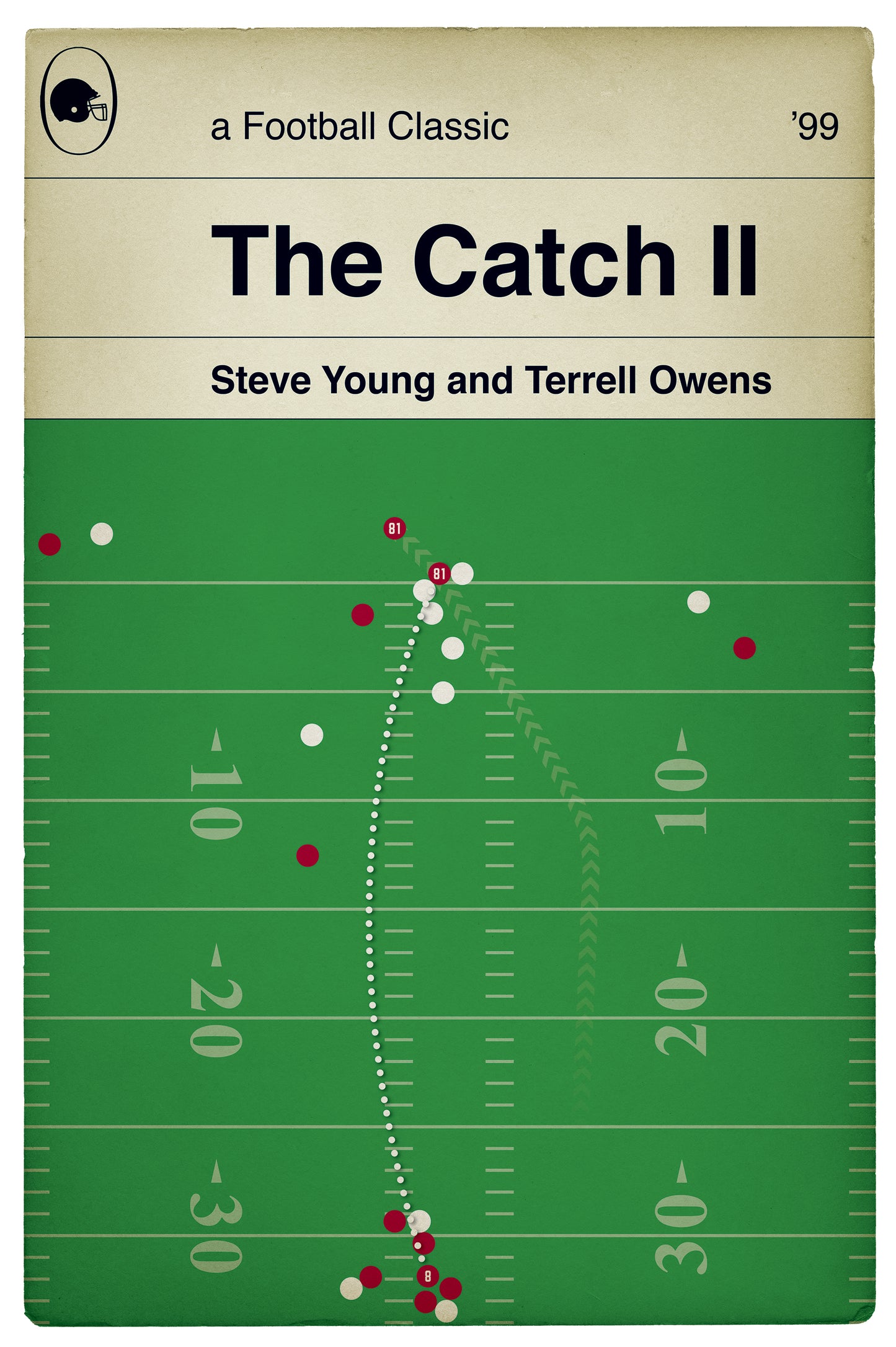 The Catch II - Steve Young / Terrell Owens - 49ers Wild Card Playoff Game 1999 - American Football Print - Book Cover Poster - Various Sizes