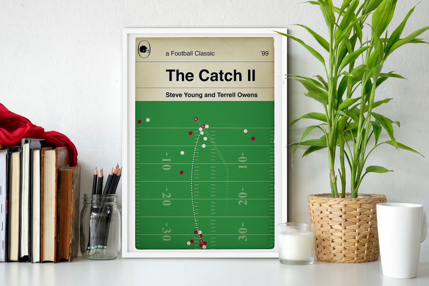 The Catch II - Steve Young / Terrell Owens - 49ers Wild Card Playoff Game 1999 - American Football Print - Book Cover Poster - Various Sizes