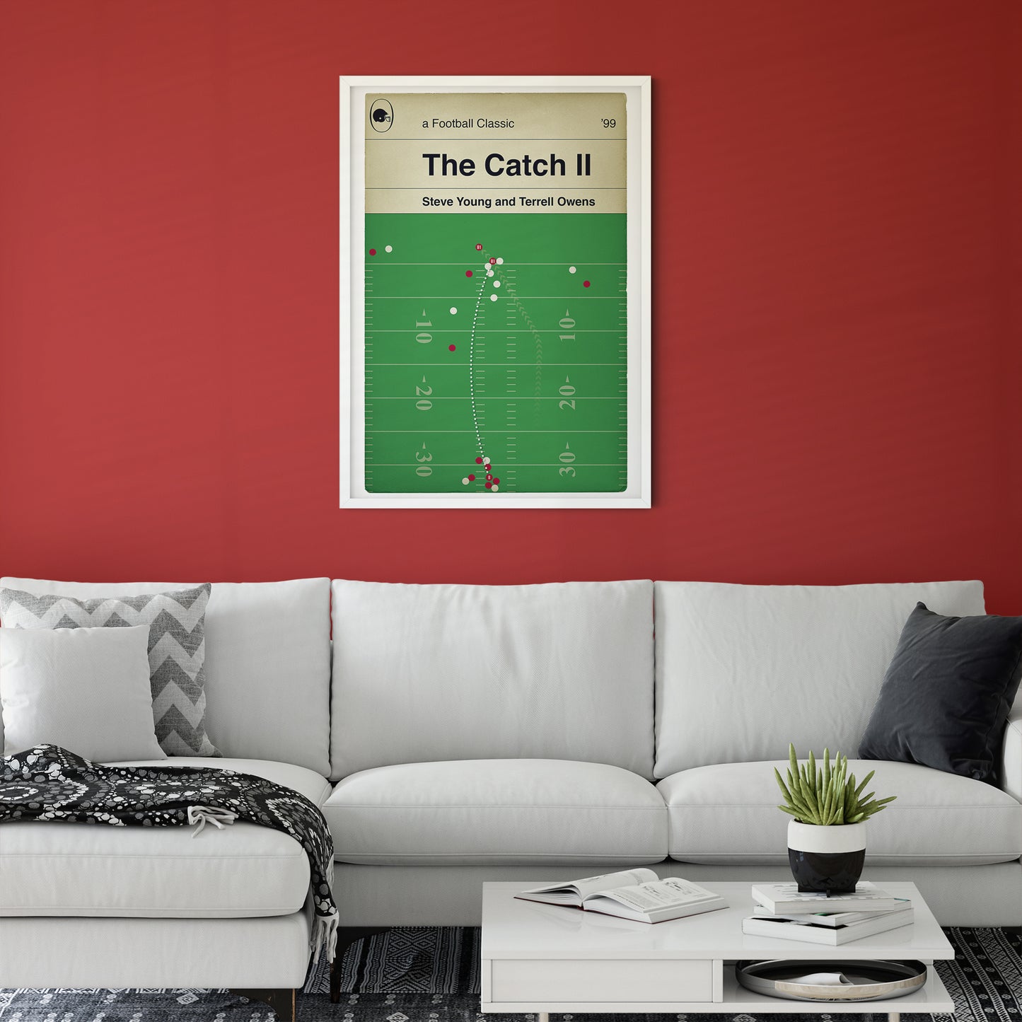 The Catch II - Steve Young / Terrell Owens - 49ers Wild Card Playoff Game 1999 - American Football Print - Book Cover Poster - Various Sizes