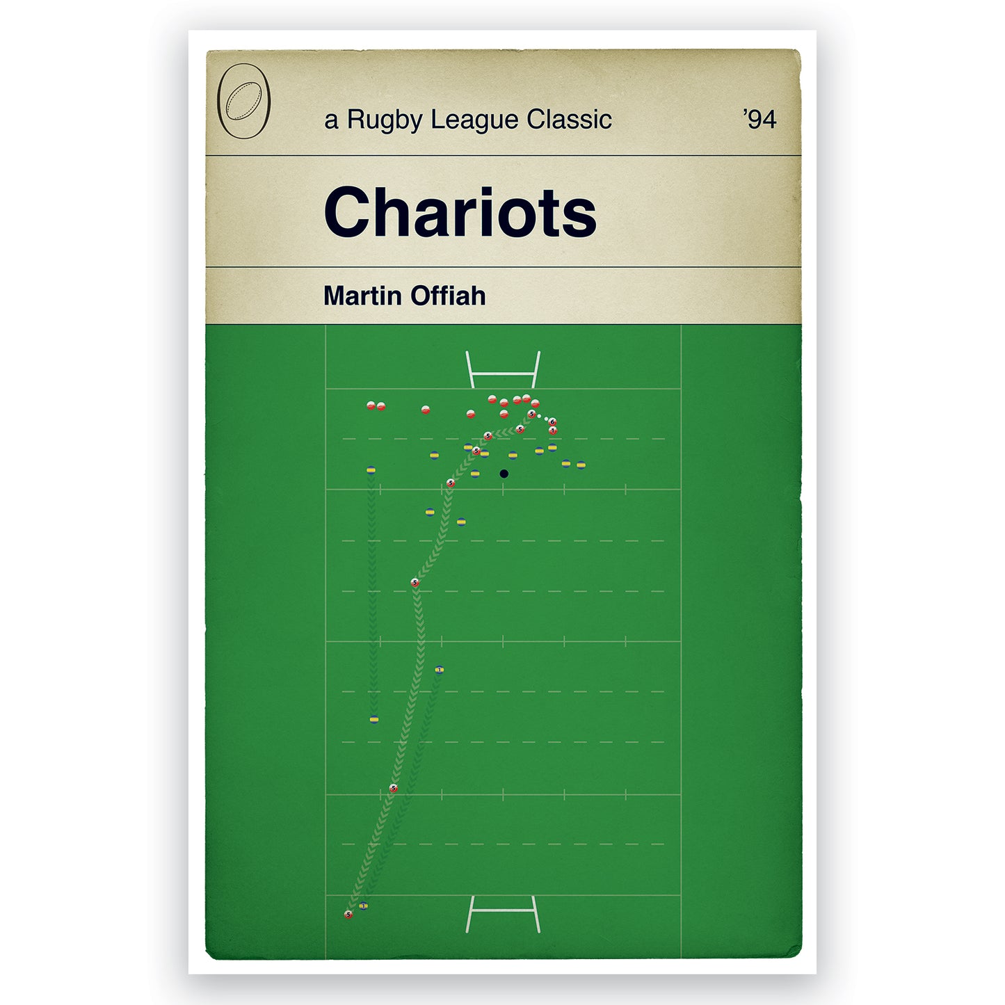 Martin Offiah Try - Chariots - Wigan 26 Leeds 16 - Challenge Cup Final 1994 - Rugby League Book Cover Print - Rugby Fan Gift (Various Sizes)
