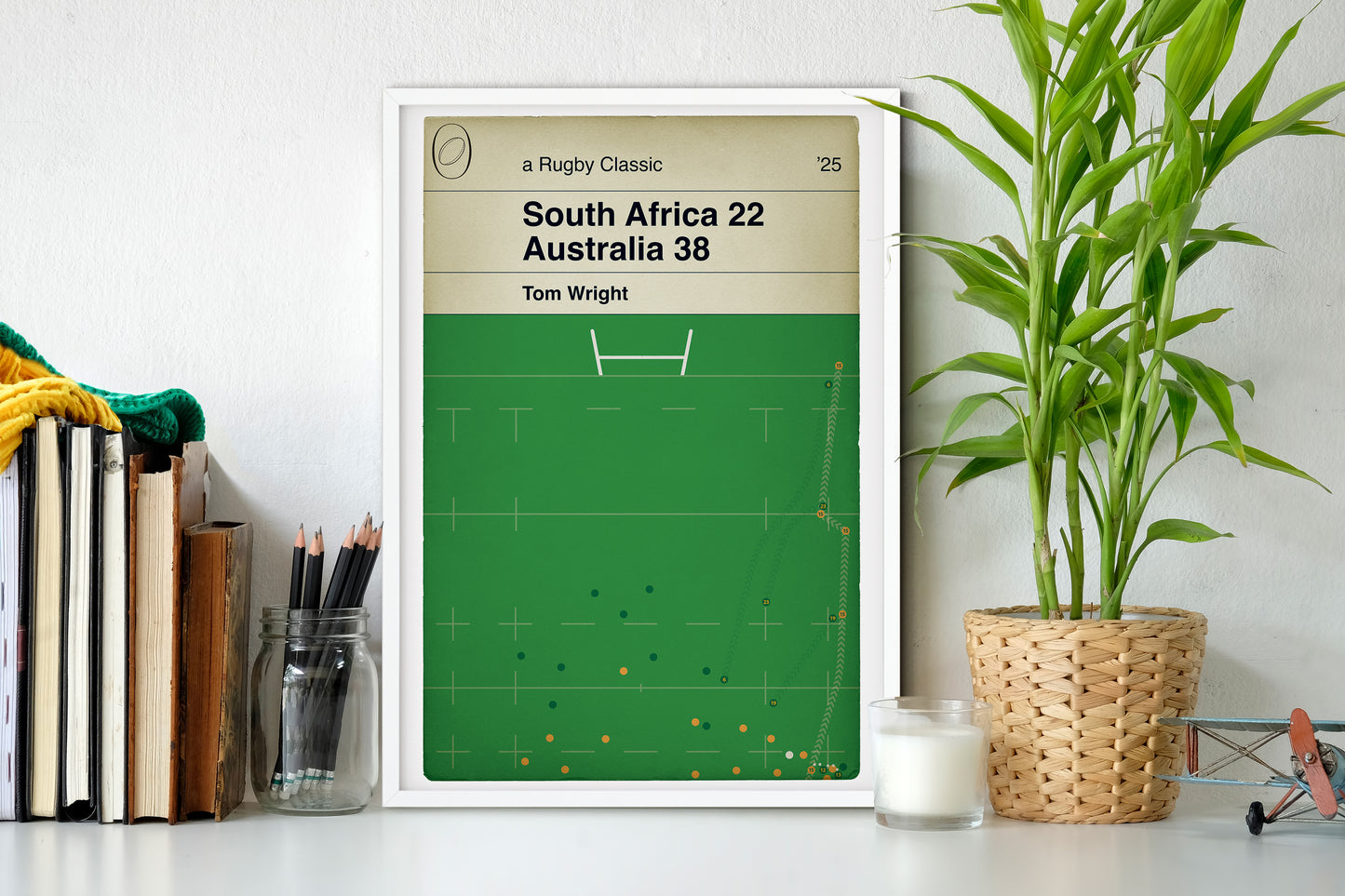 Tom Wright Australia Try - South Africa 22 Wallabies 38 - Rugby Print Gift