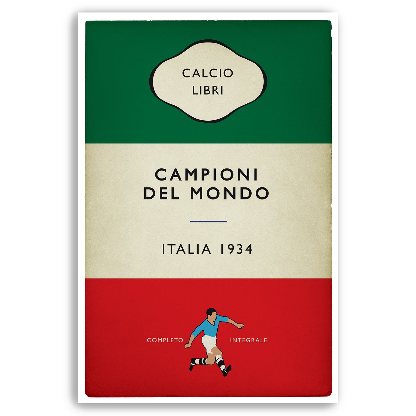 Italia - Italy - Campioni Del Mondo - World Champions 1934 - Angelo Schiavio - Flag Book Cover Poster - Regalo di calcio (Various Sizes)