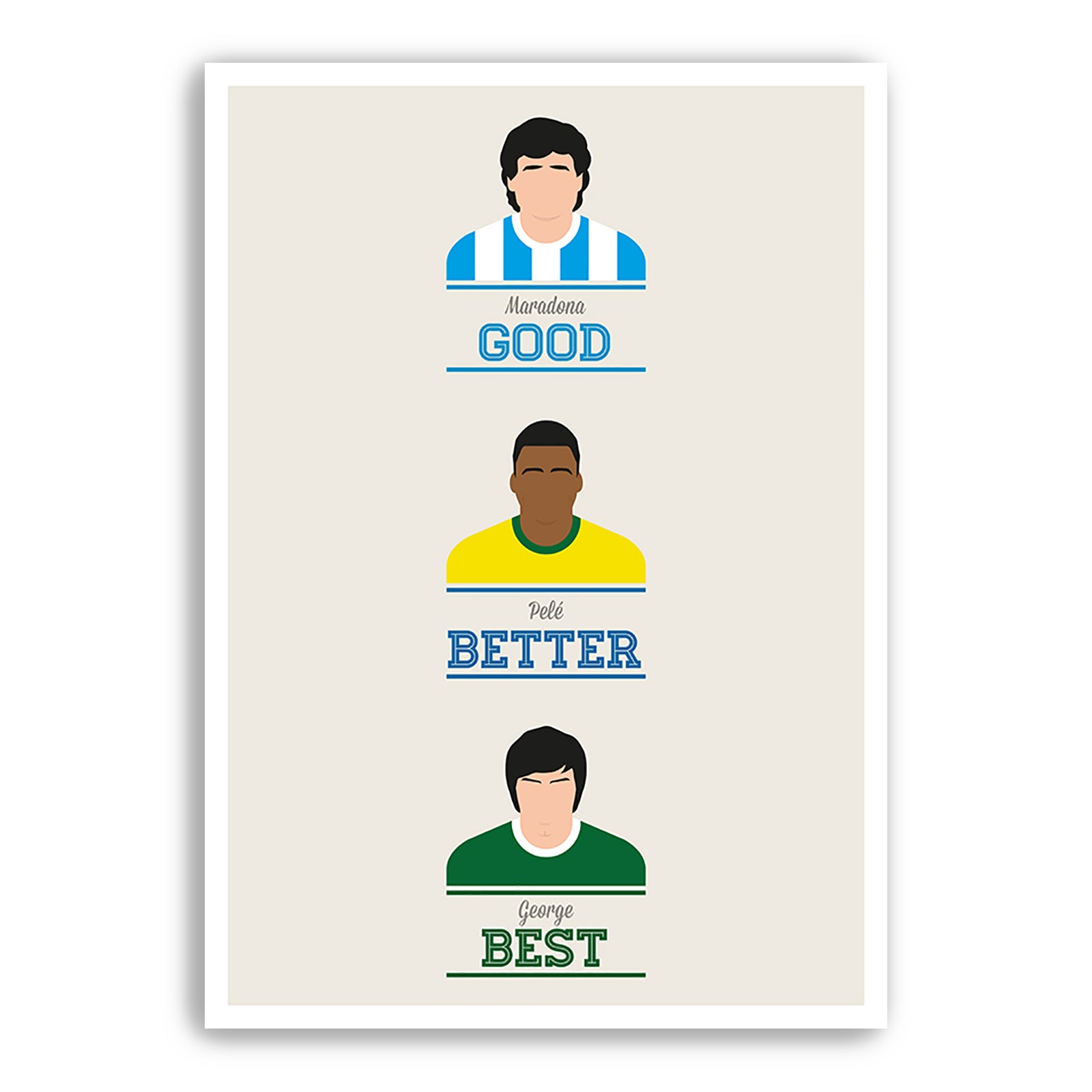 George Best Northern Ireland Maradona Good, Pele Better, George Best  Football Print (Various Sizes)