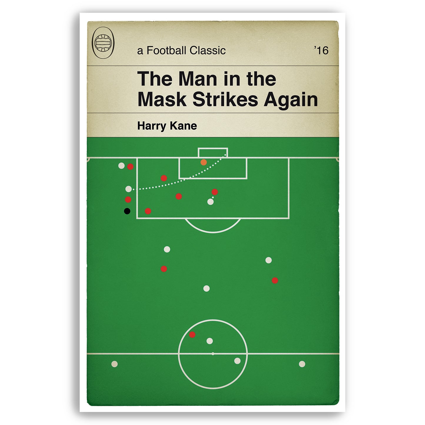 Tottenham Hotspur goal v Arsenal 2016 - Harry Kane Curler - Goal in a mask - Classic Book Cover Print - Football Gift (Various Sizes)