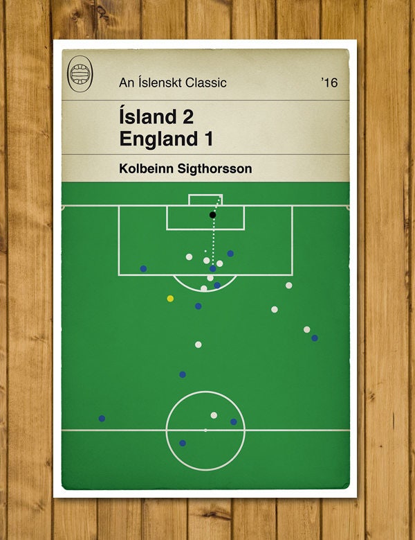 Ísland - Iceland Goal Art - Kolbeinn Sigthorsson winning Goal v England in Euro 2016 - Football Print - Classic Book Cover Poster (Various Sizes)