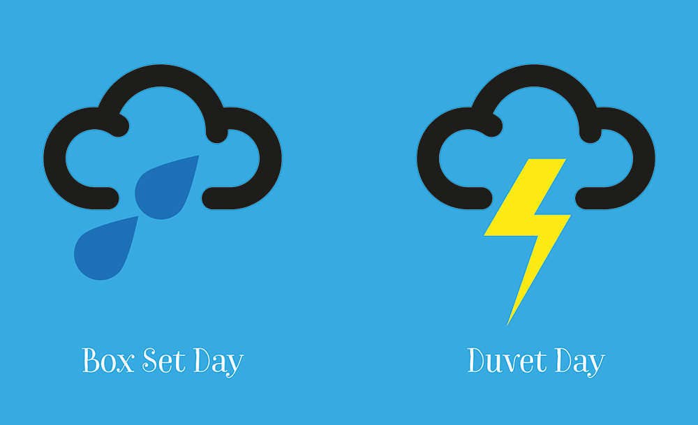 Weather Days - What to Do Edition - Weather Forecast Icons - Home Art - Sun, Rain, Snow - Boxset Day, Duvet Day, Beach Day - Various Sizes
