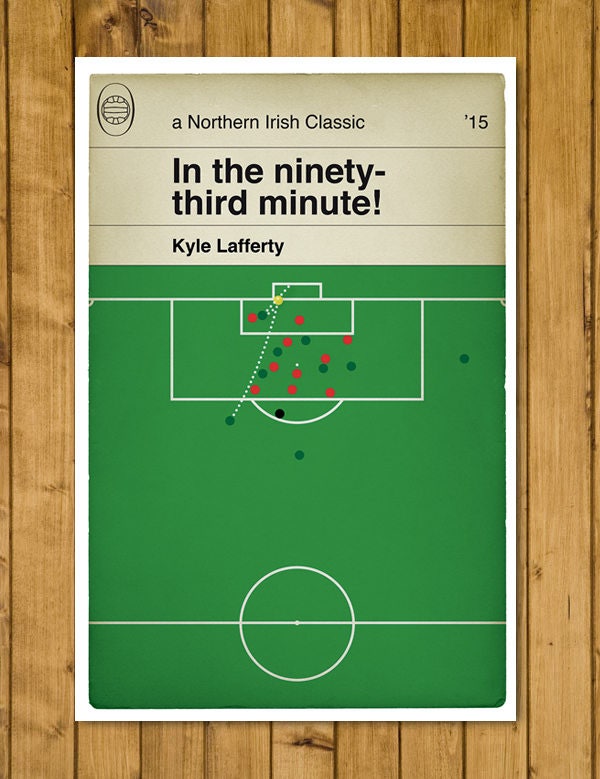 Northern Ireland goal v Hungary - Kyle Lafferty - 93rd minute - Euro 2016 Qualifier - Classic Book Cover - Football Poster (Various sizes)