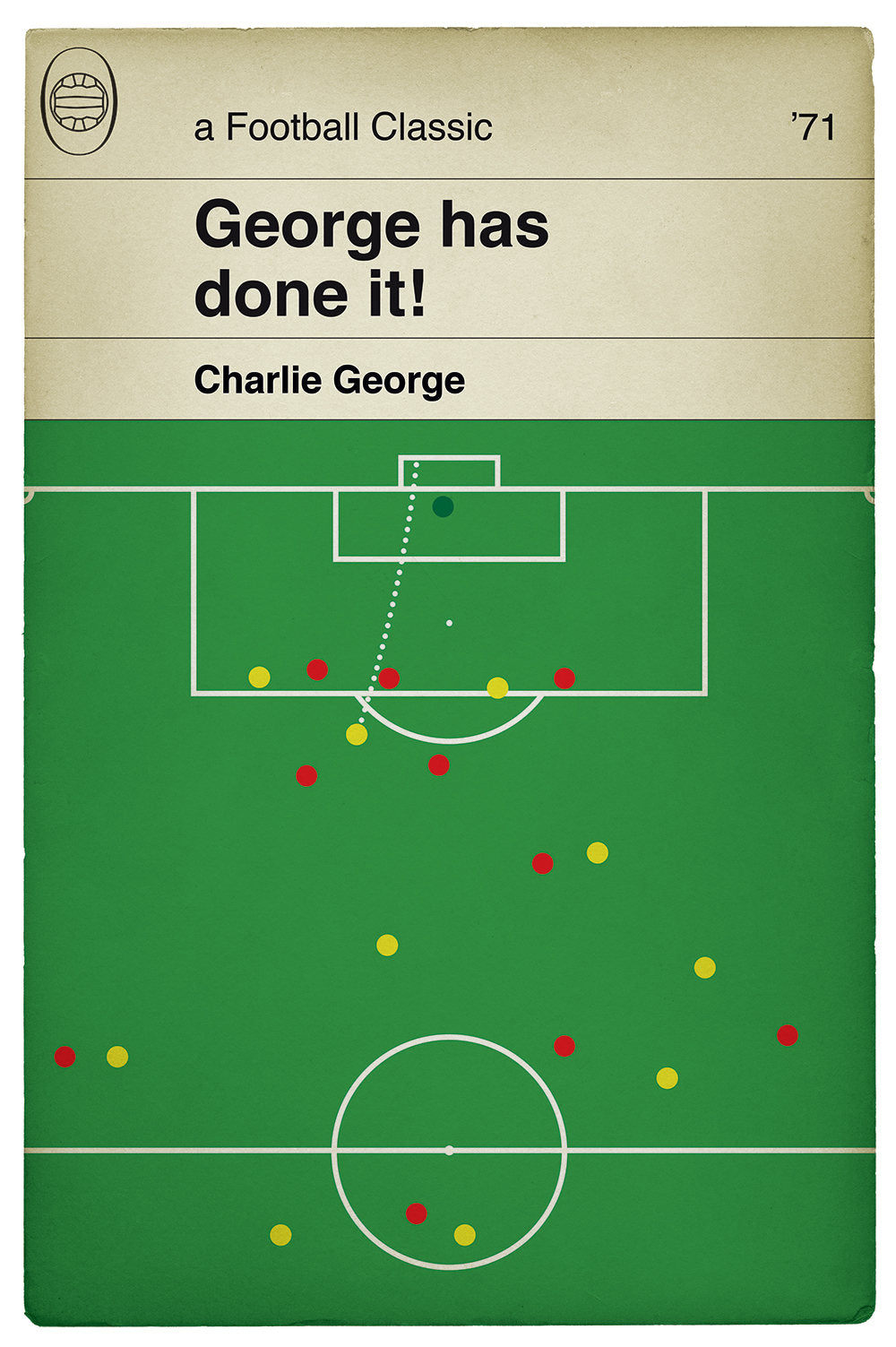 Arsenal Cup Final Goal v Liverpool 1971 - Charlie George Poster - Classic Book Cover Print - Football Gift (Various sizes available)