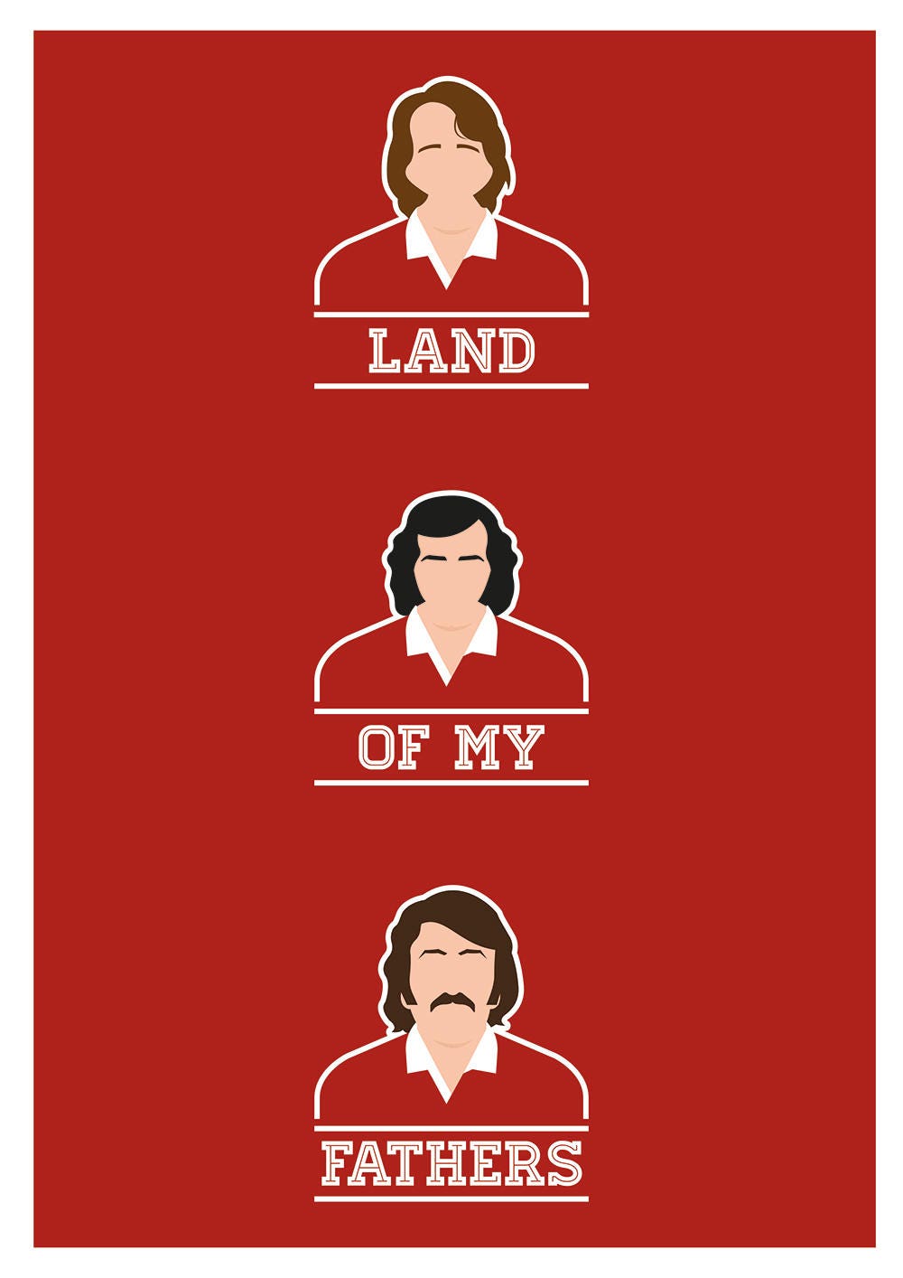 Wales Rugby Legends - Land of my Fathers - JPR Williams, Gareth Edwards and Gerald Davies - Red or Green Rugby Poster (Various Sizes)