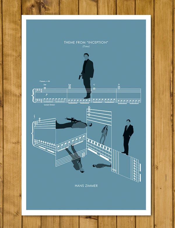 Inception - ‘Time’ by Hans Zimmer - Movie Classics Poster - Soundtrack Print - Sheet Music Art - Movie Gift (Various Sizes)